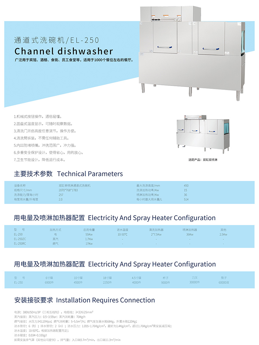雙缸單噴淋通道式洗碗機(圖1)
