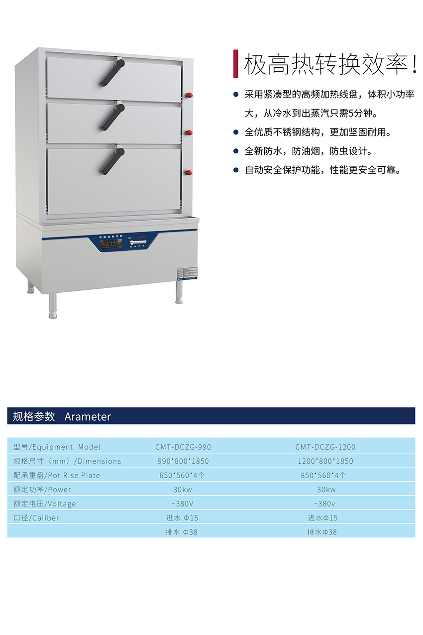 電磁三門海鮮蒸柜