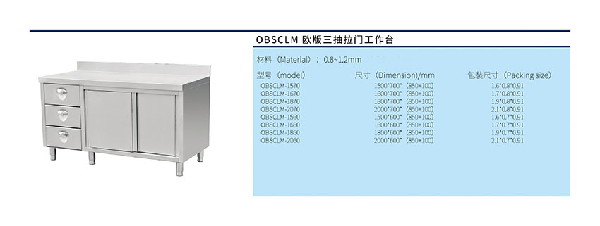 歐版三抽拉門工作臺
